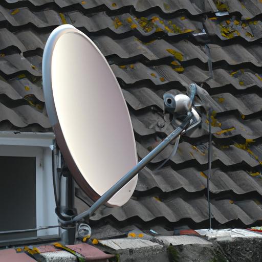 Anten thu sóng vệ tinh trên mái nhà