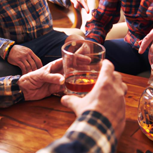 Bạn bè tận hưởng không khí tuyệt vời với ly whisky