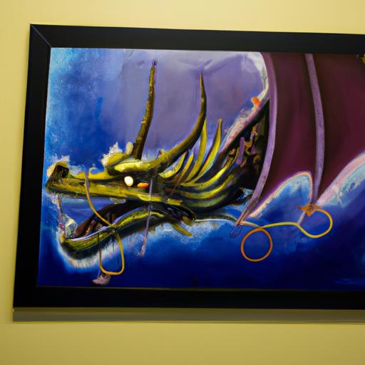 Bức tranh rồng treo trong phòng trưng bày nghệ thuật