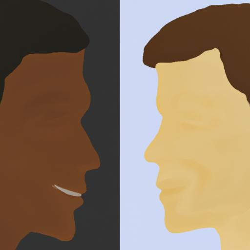 Hình ảnh hai người với màu da khác nhau đang bị đối xử khác nhau, thể hiện sự phân biệt chủng tộc và bias nhóm.