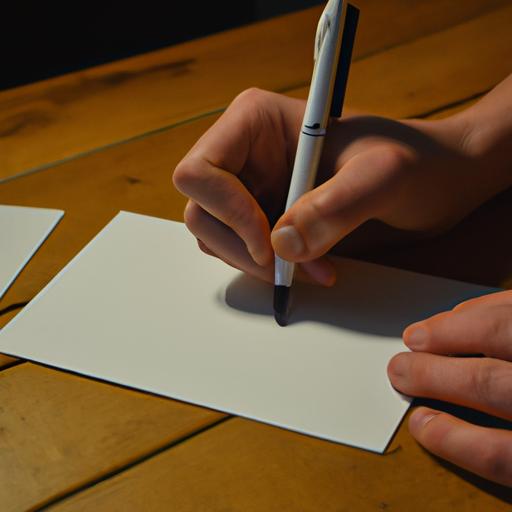 Người viết bưu thiếp bằng bút và giấy