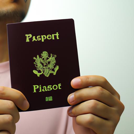 Cầm hộ chiếu và một tài liệu bằng tiếng Anh