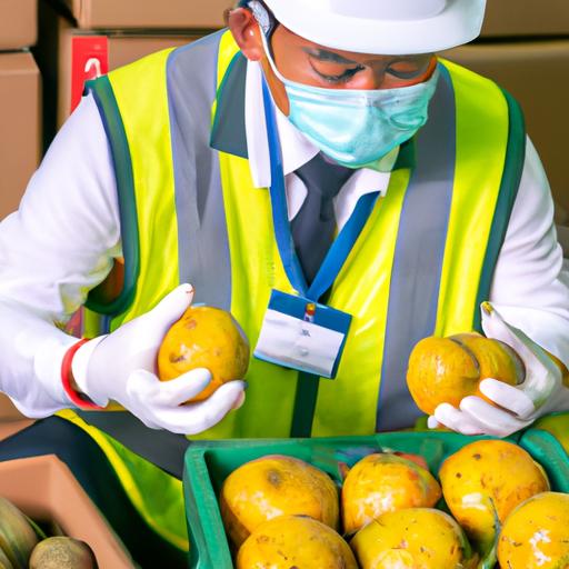 Cán bộ hải quan kiểm tra trái cây nhập khẩu để phát hiện các vấn đề phytosanitary.