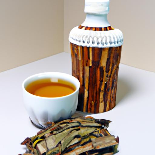 Chai trà vỏ cây liễu trắng và một cốc