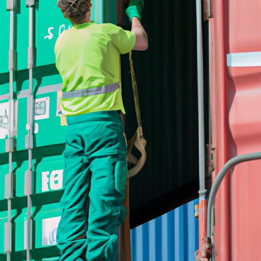 Công nhân đang chất hàng vào container FCL.