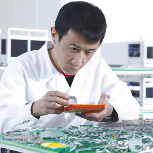 Công nhân lắp ráp linh kiện điện tử trên mạch điện tử