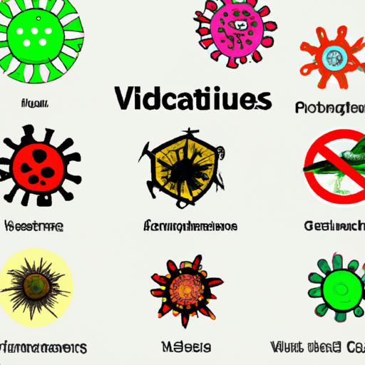 Hình minh họa các loại vi rút khác nhau có thể gây bệnh và nguyên nhân bệnh tật của chúng.