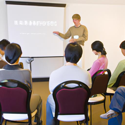 Một nhóm người tham dự hội thảo về kỹ năng thuyết trình tiếng Trung.