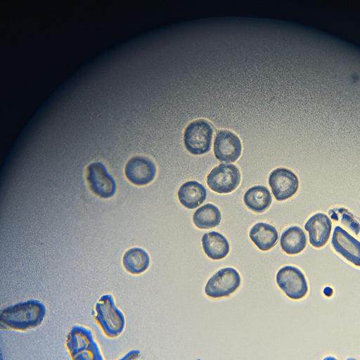 Hình ảnh phóng đại của một nhóm tế bào vi khuẩn dưới kính hiển vi.