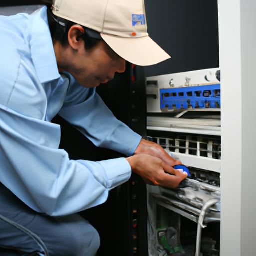 Kỹ thuật viên cài đặt mạng switch
