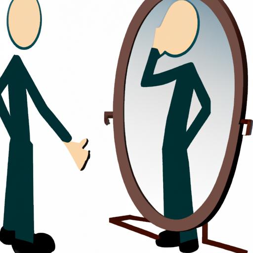 Hình ảnh một người nhìn vào gương với hình ảnh bóp méo, thể hiện sự thiên vị bản thân và bias cá nhân.