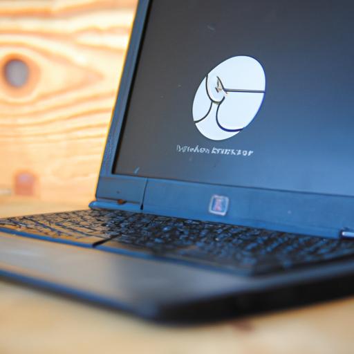 Một chiếc laptop với hệ điều hành Linux được cài đặt trên bàn làm việc gỗ.
