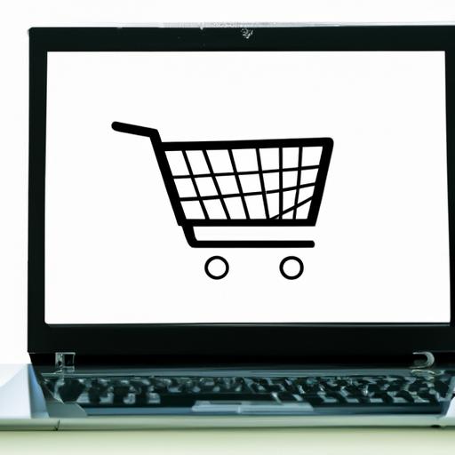 Một chiếc laptop với biểu tượng giỏ hàng trên màn hình