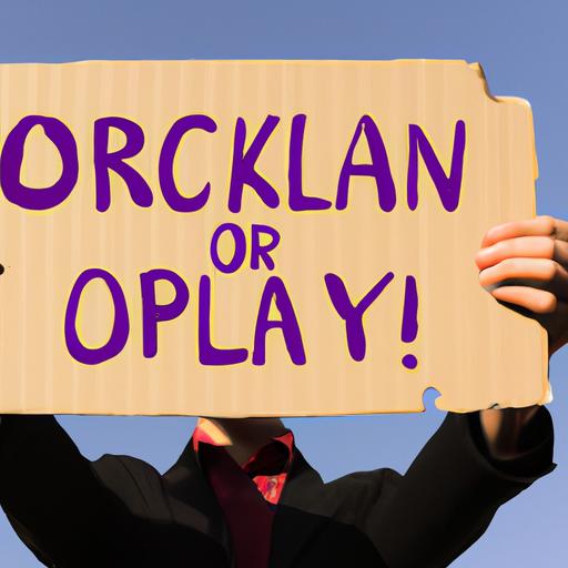 Một người cầm biển hiệu có chữ 'Phá vỡ Oligopoly'