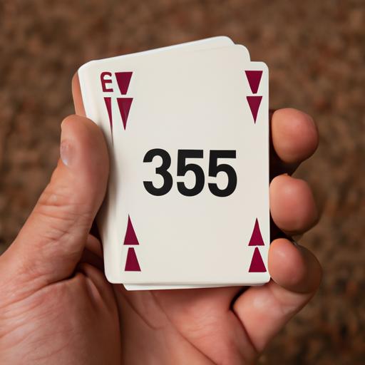 Một người cầm bộ bài với số 3535 được viết lên