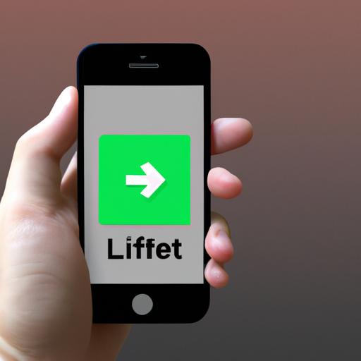 Người cầm smartphone với giao diện ứng dụng di động hiển thị nút 'left'