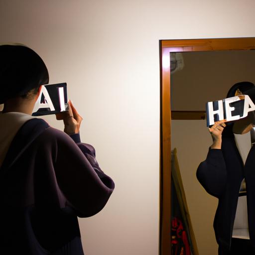 Người đang tập luyện sử dụng từ 'ah' trước gương.