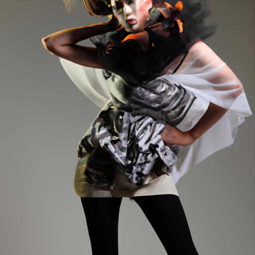 Một người mẫu thời trang mặc trang phục tiên tiến thể hiện sự cá tính và sáng tạo.