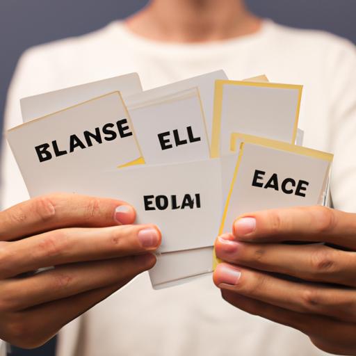 Người nắm giữ các flashcard với từ vựng tiếng Anh