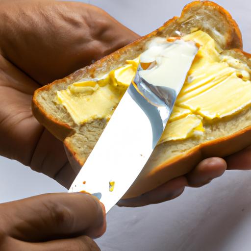 Người thoa margarine lên miếng bánh mì