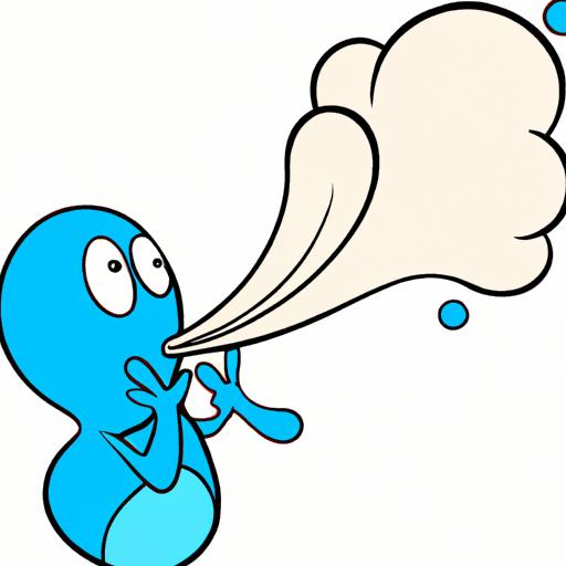 Nhân vật hoạt hình giữ hơi và chuyển màu xanh lam