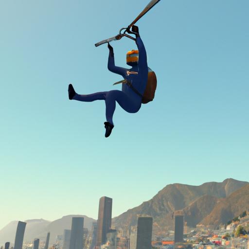 Nhân vật thực hiện nhảy dù từ trên trực thăng trong GTA V