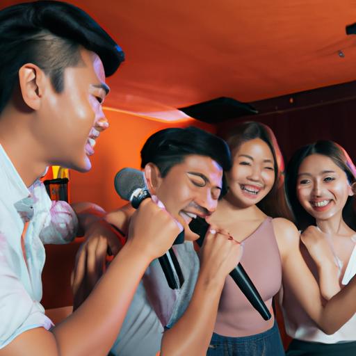 Một nhóm bạn hát theo bài hát 'Em là gì trong anh' tại quán karaoke