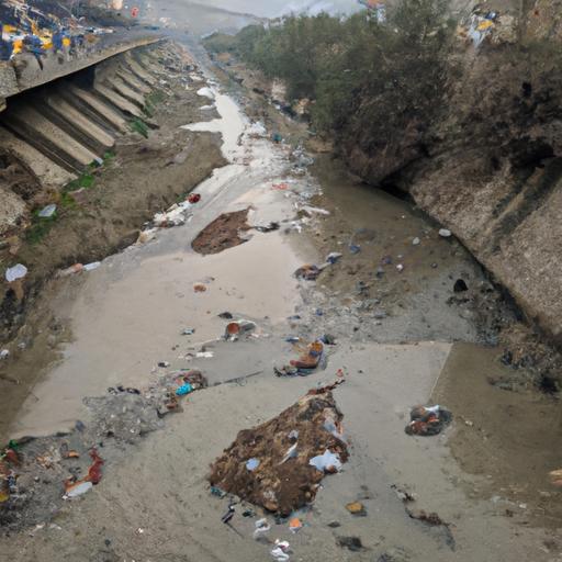 Sông ô nhiễm chảy qua các khu đô thị