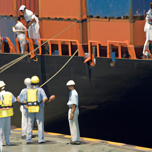Tàu vận chuyển hàng hóa được kiểm tra bởi cơ quan hải quan