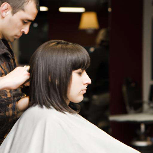 Thợ làm tóc cắt tóc cho khách hàng với độ chính xác cao trong salon sáng.