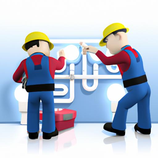 Thợ nề điện và thợ nề nước cùng làm việc