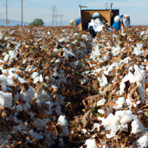 Thu hoạch bông cotton trên cánh đồng