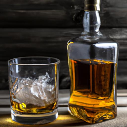 Thưởng thức whisky với đá trong chai thủy tinh